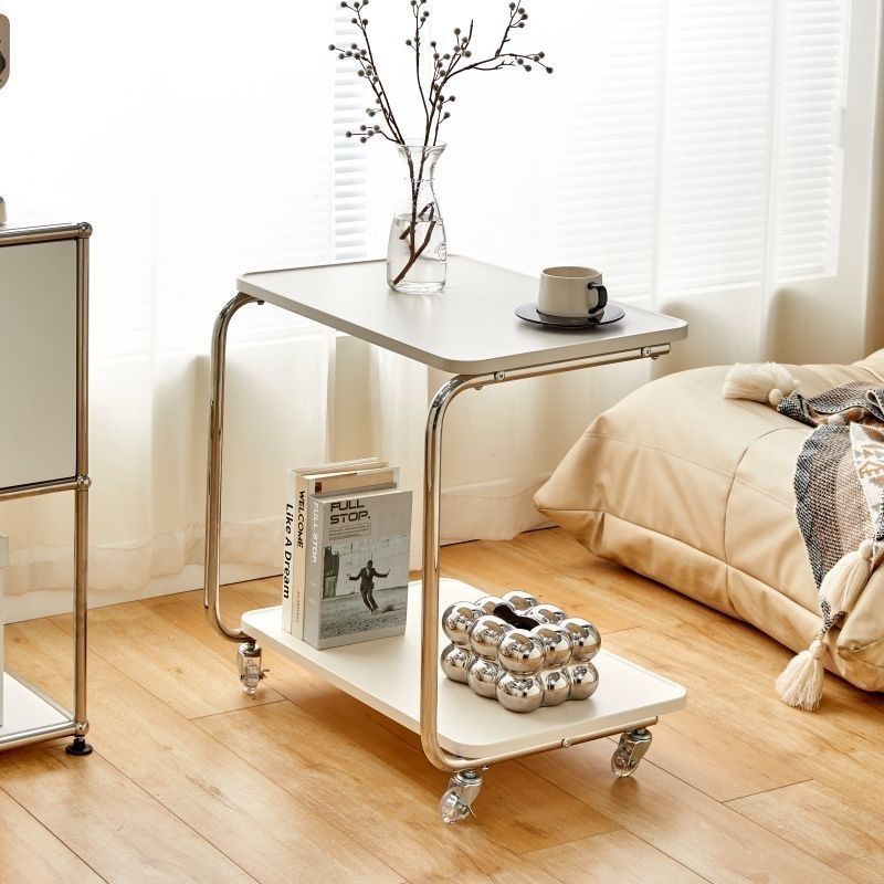 ベッドサイドテーブル キャスター付き 二段式移動式ベッドサイドテーブル