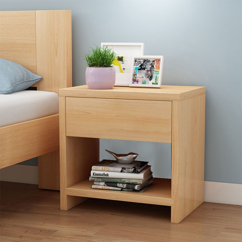 ベッドサイドテーブル 小さめ 木目調引き出し付き収納ベッドサイドテーブル