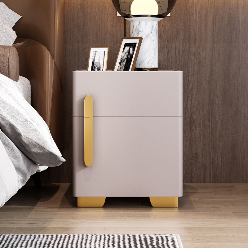 ベッドサイドテーブル 引き出し 多機能収納付き金庫内蔵ベッドサイドテーブル