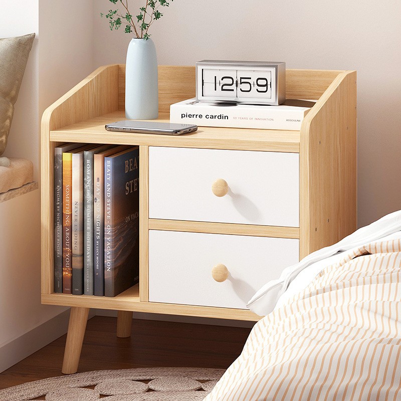 ベッドサイドテーブル 引き出し 多機能収納付きナイトテーブル