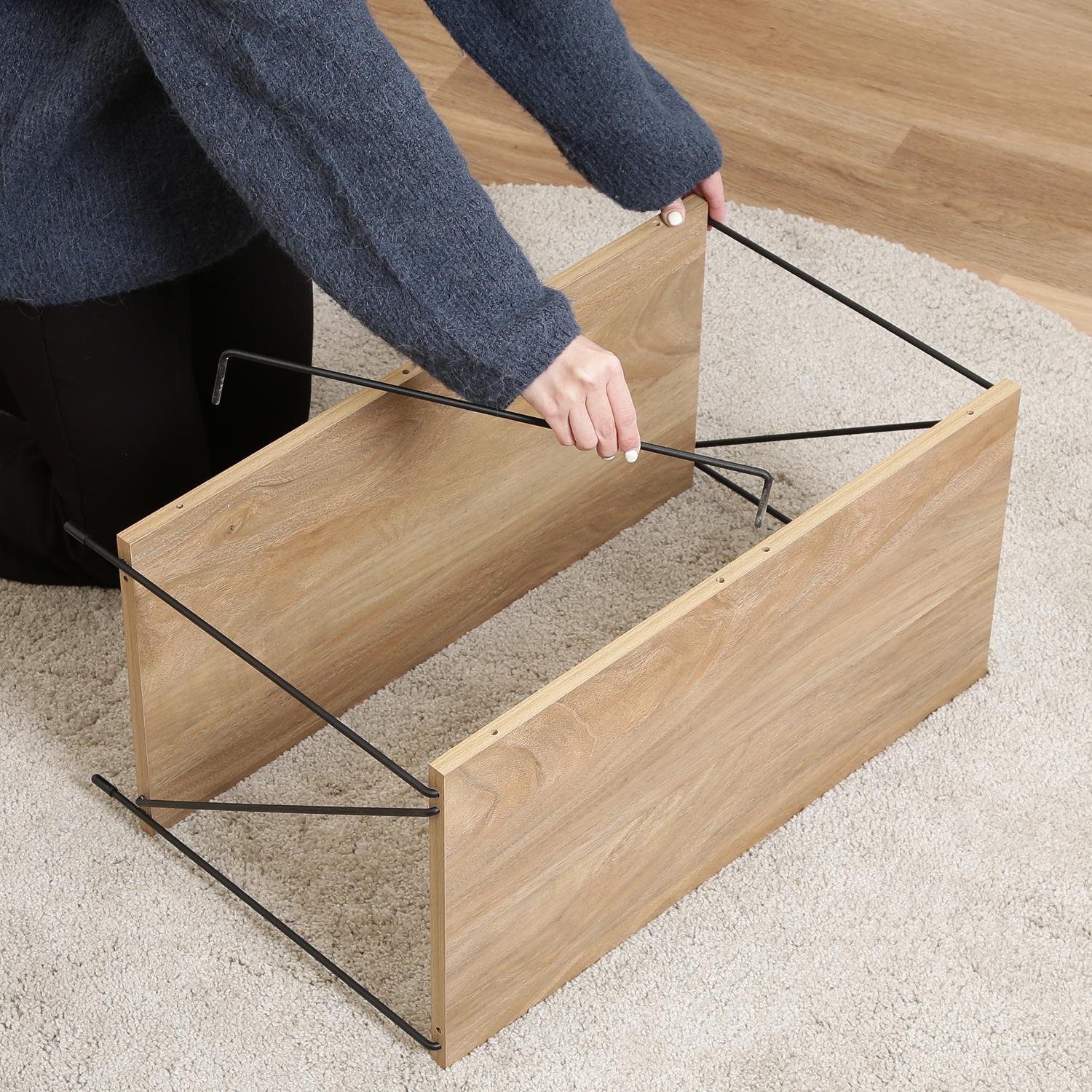 ベッドサイドテーブル 大きめワイヤーラック二段オープン収納テーブル