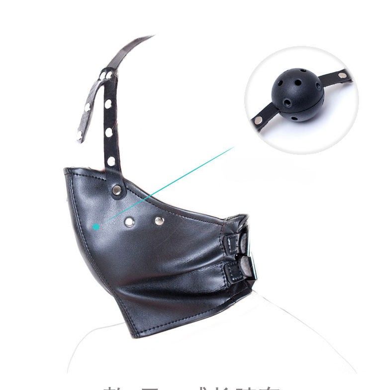 SMグッズ 全頭マスク型拘束口枷ハーネス