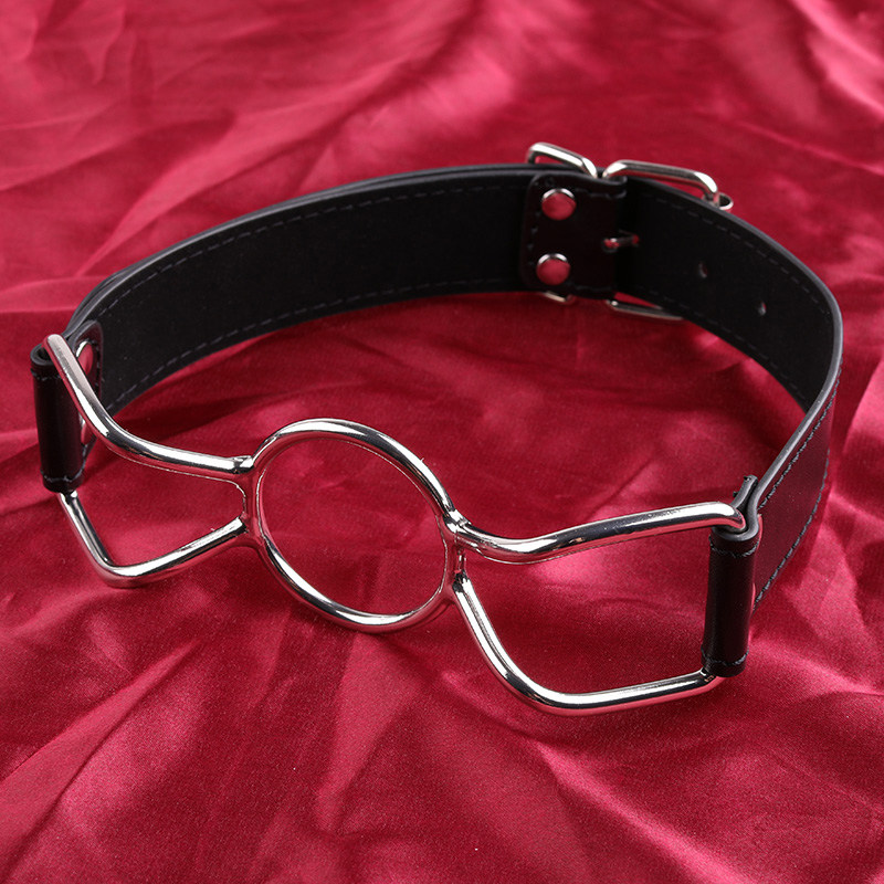 SMグッズ 金属製円形リング付き調節可能口枷