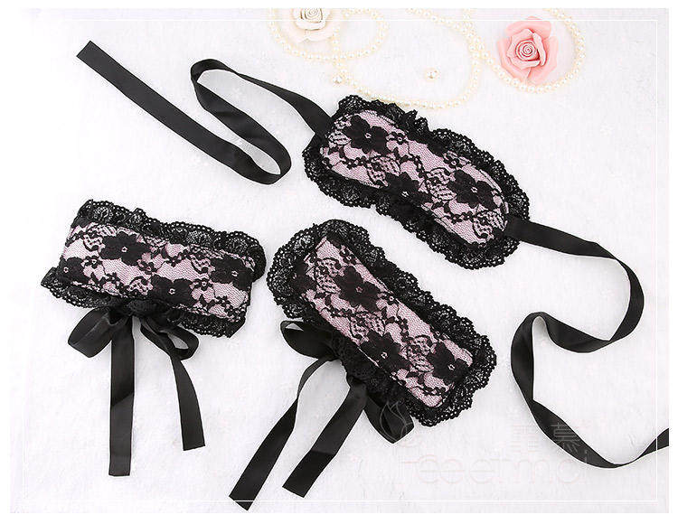 SMグッズ 豪華レース装飾リボン付き目隠しマスク