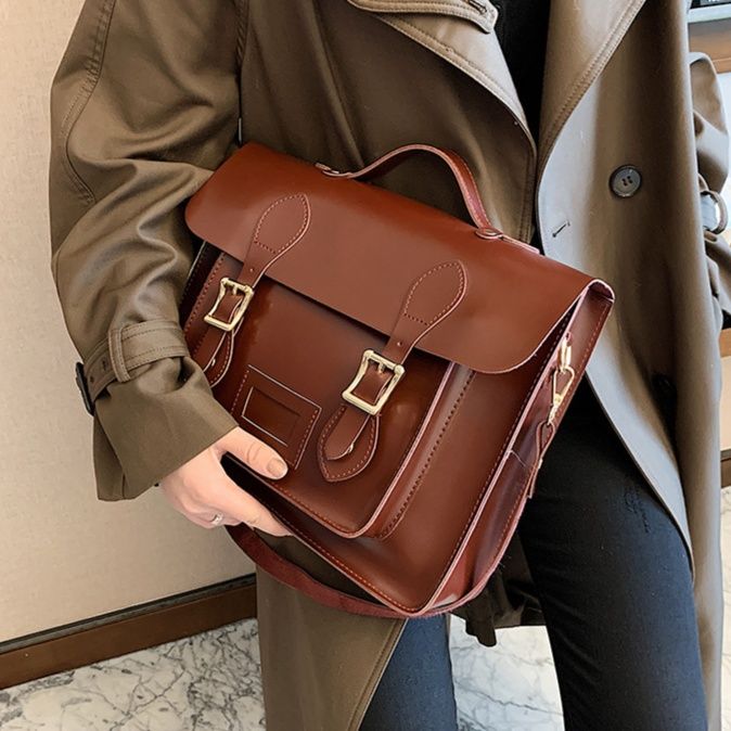 2wayバッグ クラシック二重金具サッチェル手提げ鞄