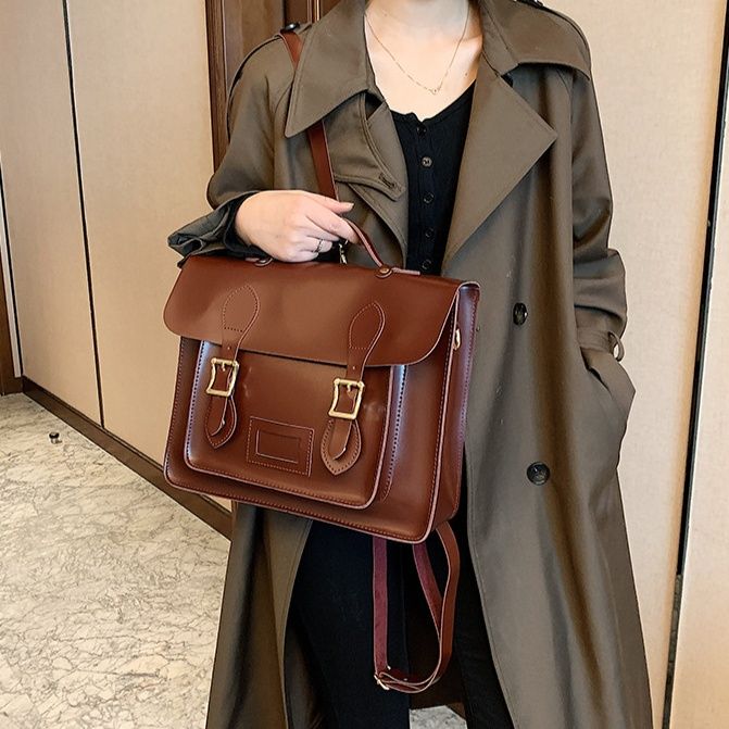 2wayバッグ クラシック二重金具サッチェル手提げ鞄