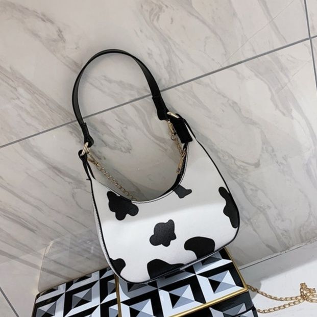 2wayバッグ 牛柄ユーティリティバッグ 小さめ斜めがけ女性用軽量鞄