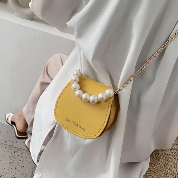 2wayバッグ 真珠チェーン小型斜めがけユーティリティバッグ