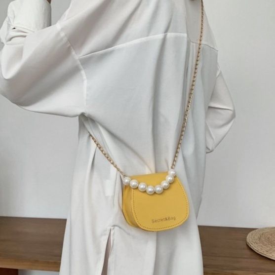 2wayバッグ 真珠チェーン小型斜めがけユーティリティバッグ