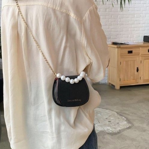 2wayバッグ 真珠チェーン小型斜めがけユーティリティバッグ
