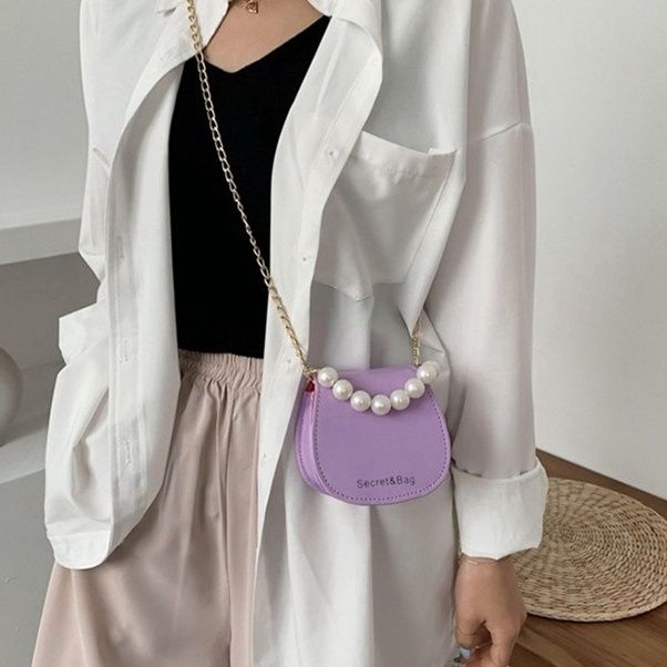 2wayバッグ 真珠チェーン小型斜めがけユーティリティバッグ