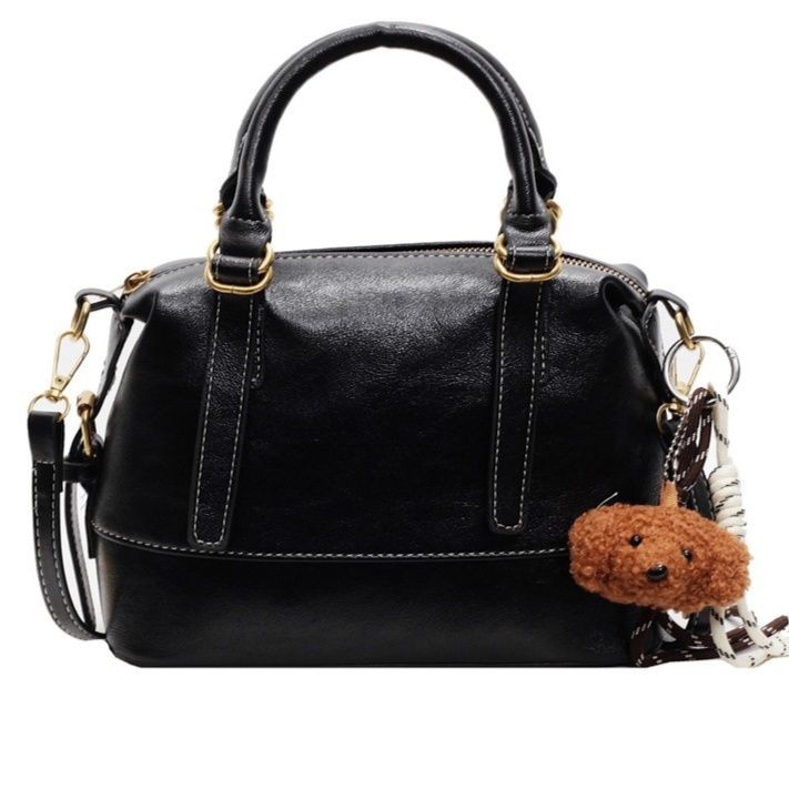  コンパクトハンドル付き本革風2wayミニボストンバック