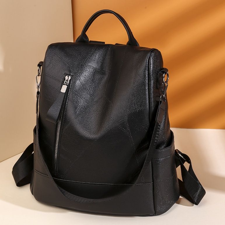 大容量レザーリュック多機能ジッパー付き２通りかばん