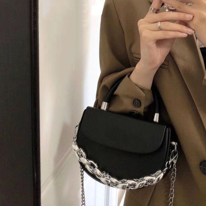 2wayバッグ チェーンストラップ付きフラップハンドバッグ