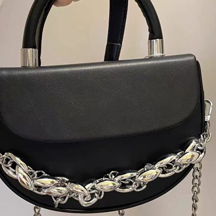 2wayバッグ チェーンストラップ付きフラップハンドバッグ