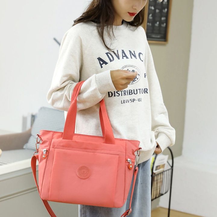 2wayバッグ 多機能ポケット付き軽量ショルダートートバッグ