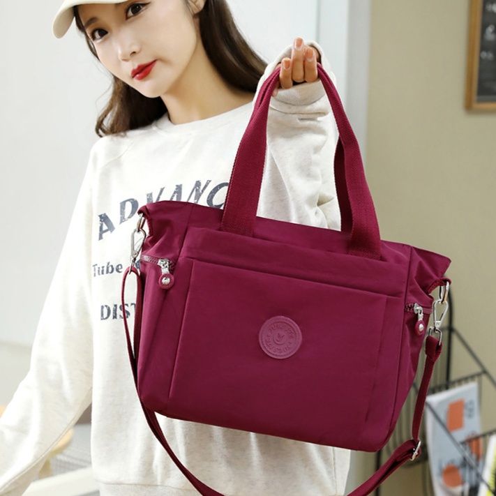 2wayバッグ 多機能ポケット付き軽量ショルダートートバッグ
