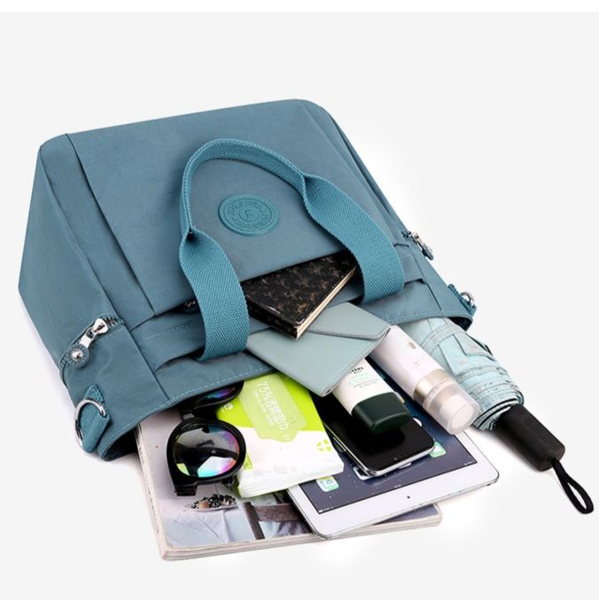 2wayバッグ 多機能ポケット付き軽量ショルダートートバッグ