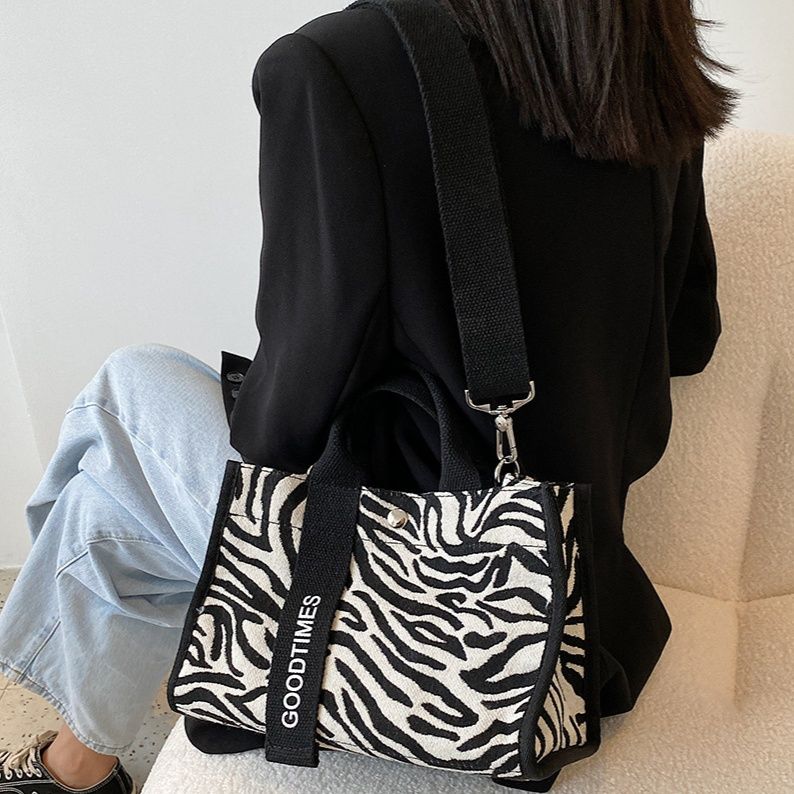 2wayバッグ シンプル文字ストラップ付き多機能トートバッグ