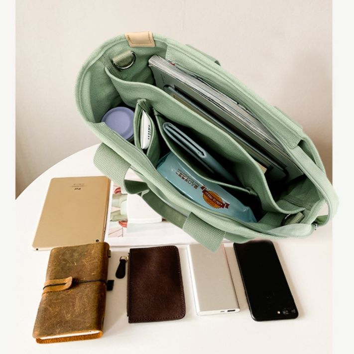 2wayバッグ 厚手帆布素材の縦型ポケット付き　トートバッグ