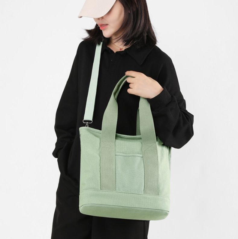 2wayバッグ 厚手帆布素材の縦型ポケット付き　トートバッグ