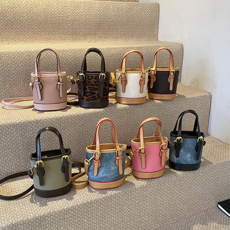 2wayバッグ 配色切替バケツ型ミニ　ショルダーバッグ