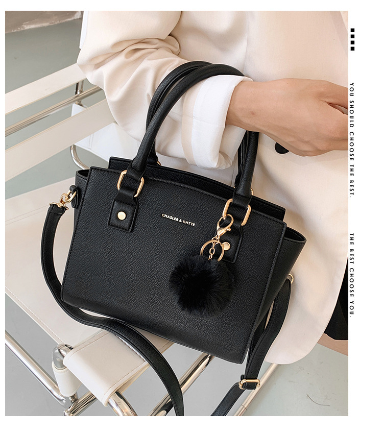 2wayバッグ ファー付き配色ハンドル　ショルダーバッグ