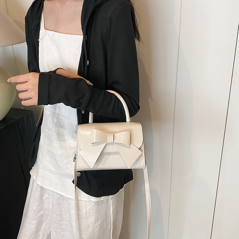 2wayバッグ 大きなリボン装飾付き上品小型手提げ鞄