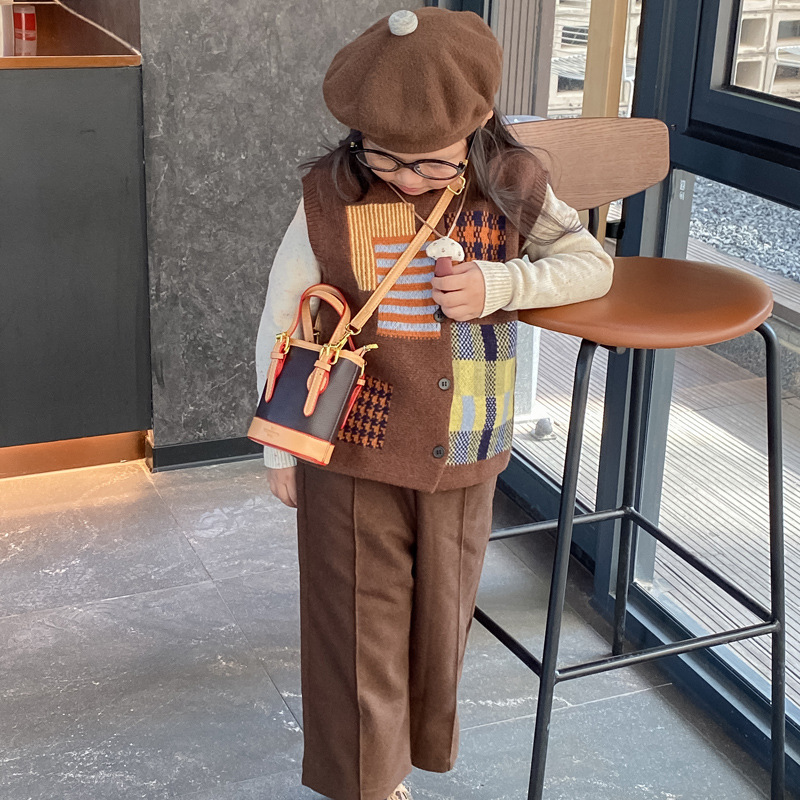 2wayバッグ 配色切替バケツ型ミニ　ショルダーバッグ