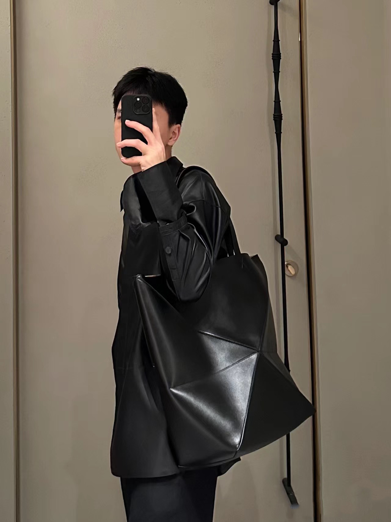 2wayバッグ ジオメトリックレザートート