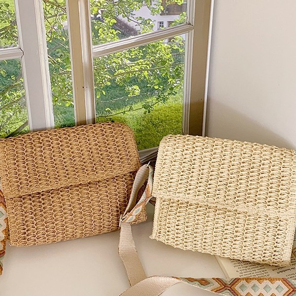 2wayバッグ 夏の編み込みフラップミニポシェット