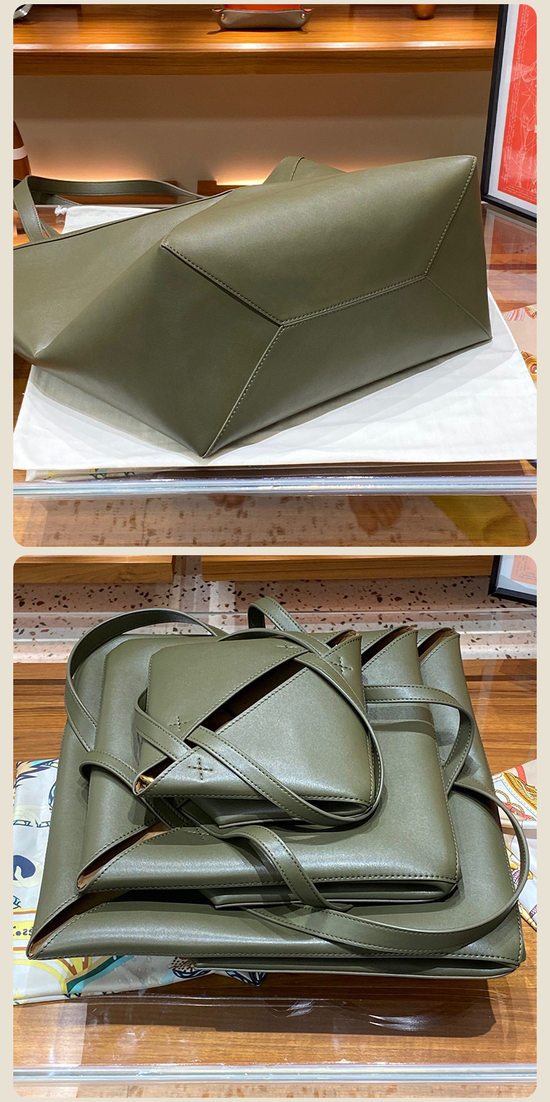 2wayバッグ ジオメトリックレザートート