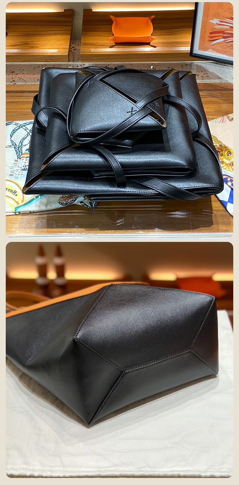 2wayバッグ ジオメトリックレザートート