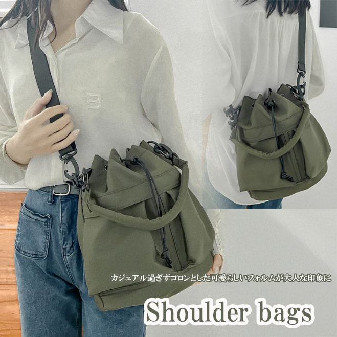 2wayバッグ レディース ショルダーバッグ 巾着型 軽量 大容量 斜めがけ対応