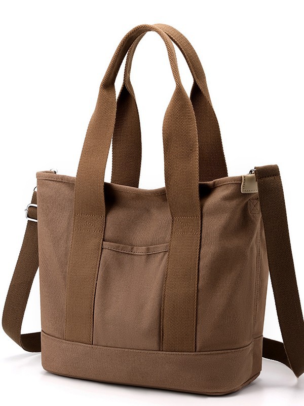 2wayバッグ 厚手帆布素材の縦型ポケット付き　トートバッグ
