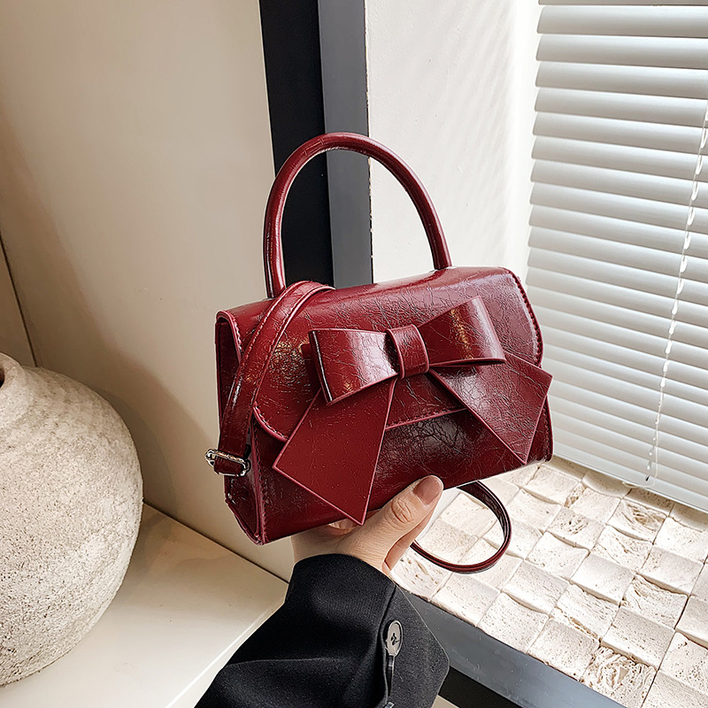 2wayバッグ 大きなリボン装飾付き上品小型手提げ鞄