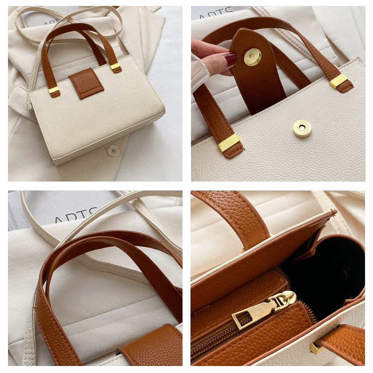 2wayバッグ 上品な金具使いが魅力の本革風　ショルダーバック