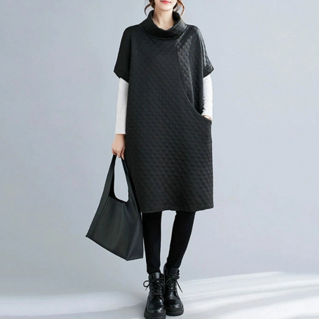 フォーマルカジュアル 通勤用キルティングワンピース ゆったり着痩せ効果 重ね着対応