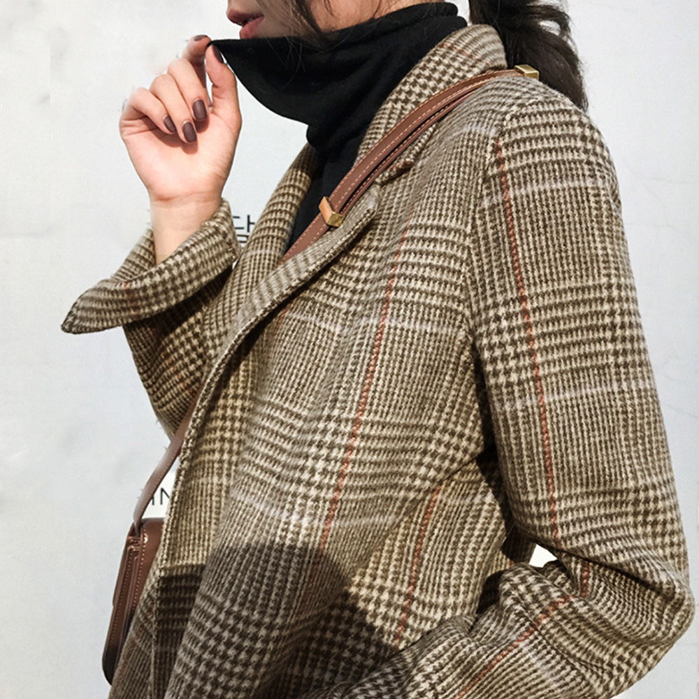 フォーマルカジュアル 参観日対応グレンチェック柄テーラードジャケット