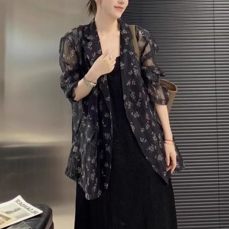 フォーマルカジュアル 花柄シアージャケット
