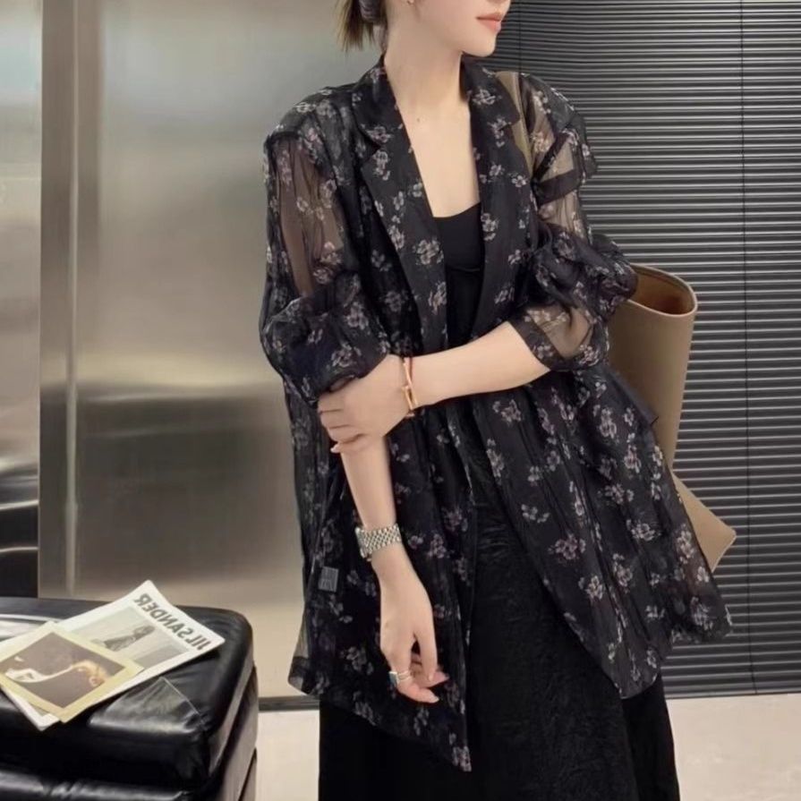 フォーマルカジュアル 花柄シアージャケット