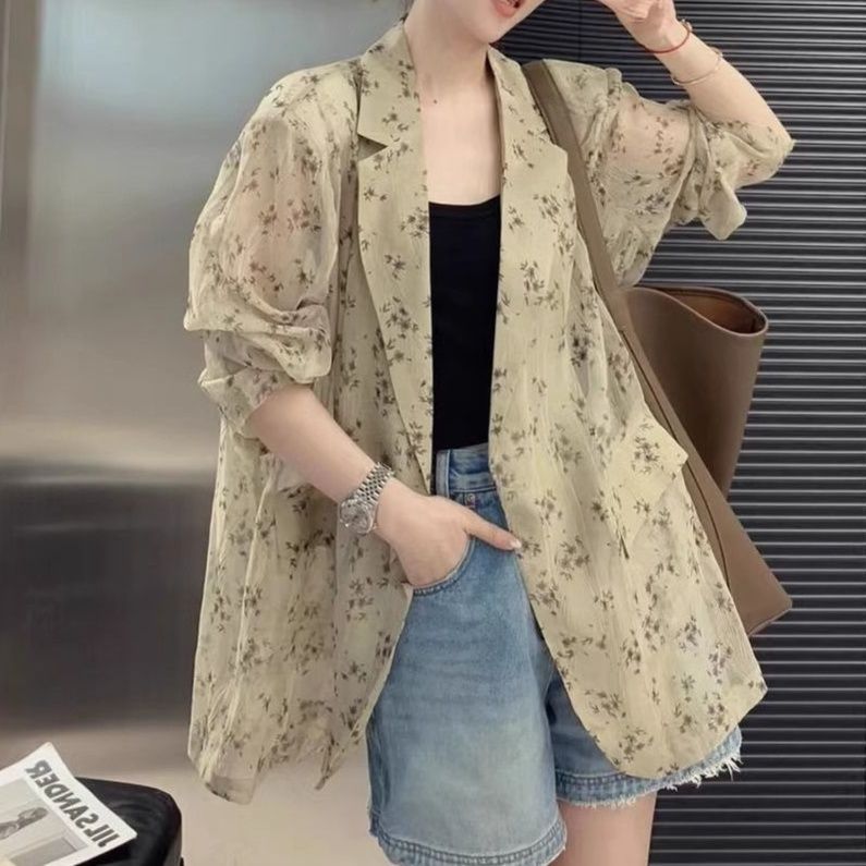 フォーマルカジュアル 花柄シアージャケット