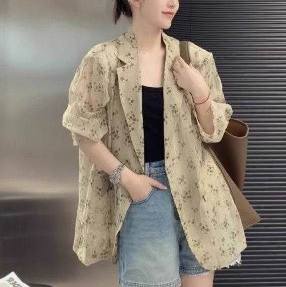 フォーマルカジュアル 花柄シアージャケット