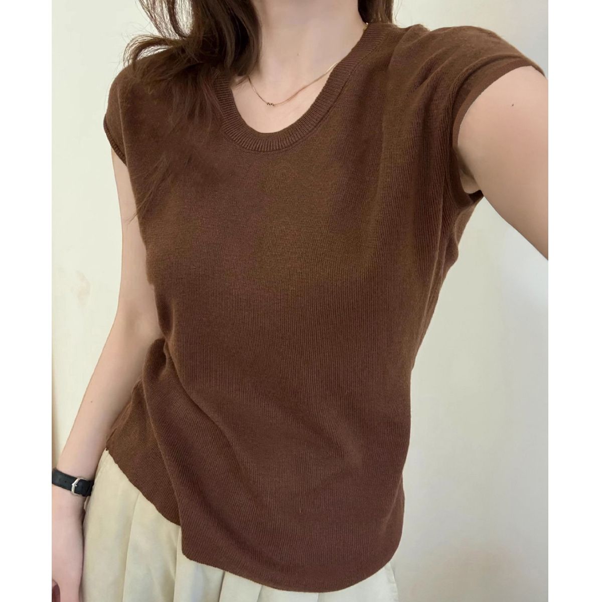 フォーマルカジュアル 通勤用 ニットTシャツ レディース 上品 半袖