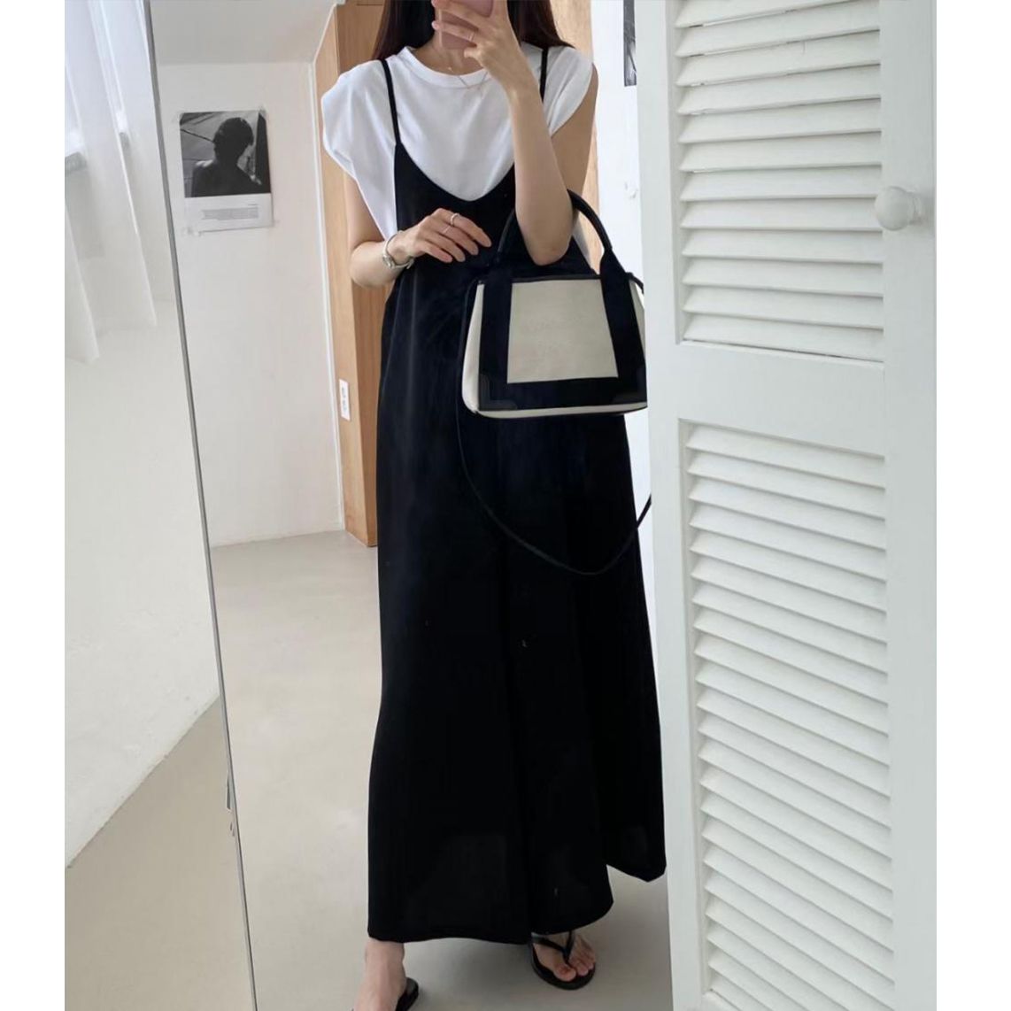 フォーマルカジュアル 参観日にぴったり Vネックサロペットワイドパンツ