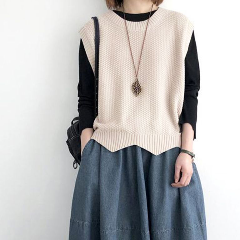 フォーマルカジュアル 参観日対応ニットベスト ゆったり重ね着春秋冬服