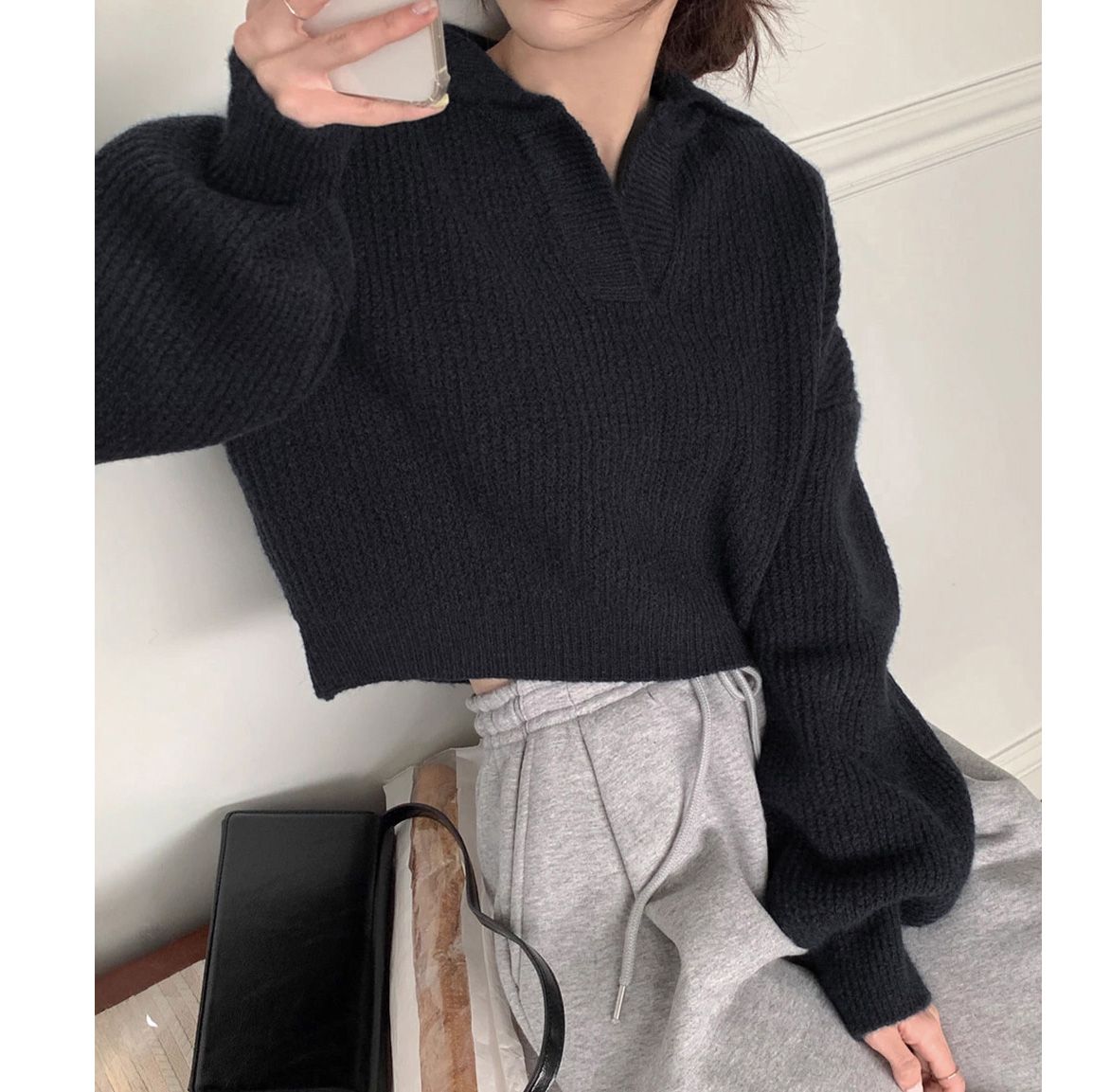 フォーマルカジュアル 参観日対応 襟付きニット セーター ゆったり上品