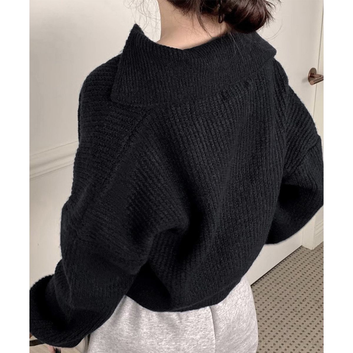 フォーマルカジュアル 参観日対応 襟付きニット セーター ゆったり上品