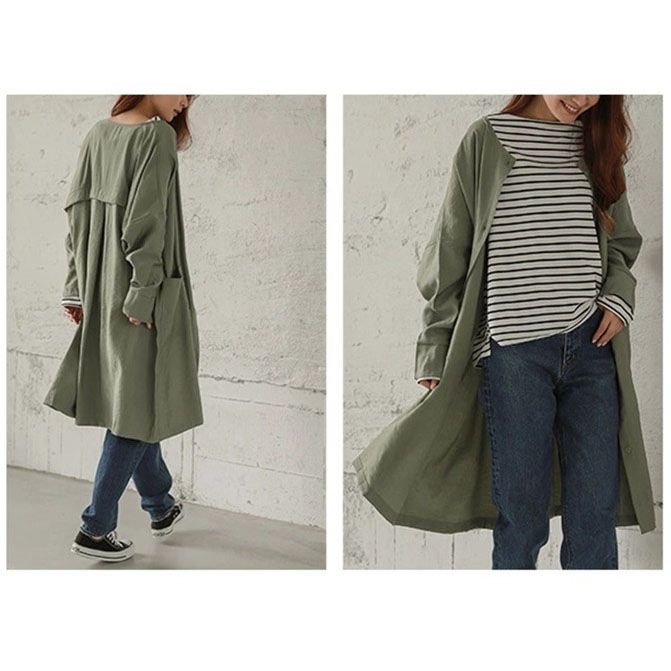 フォーマルカジュアル 通勤用ロング丈ライトコート 羽織り アウター レディース