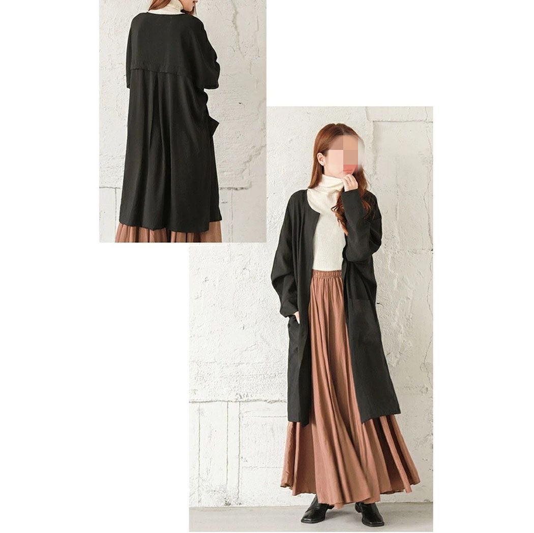 フォーマルカジュアル 通勤用ロング丈ライトコート 羽織り アウター レディース